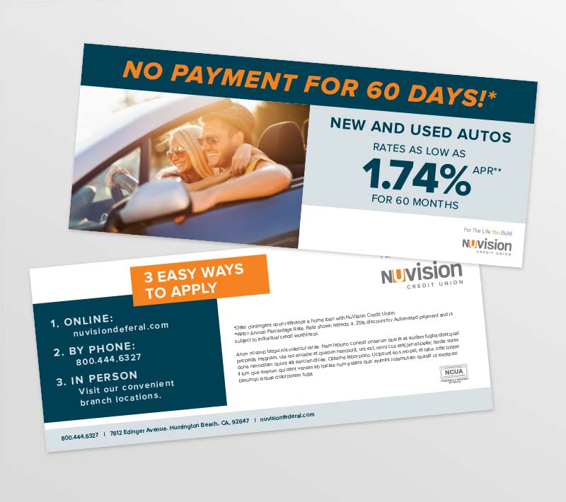 Direct mail advertising for loan products