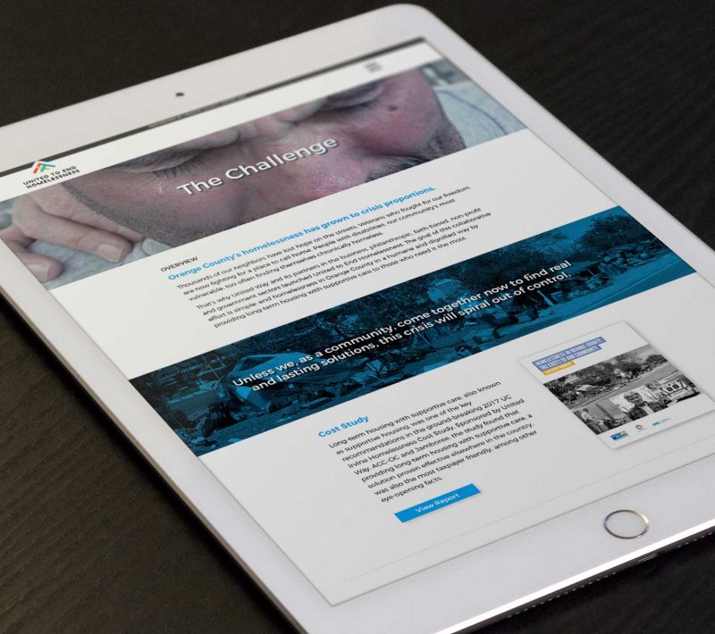 Website design for Non Profit Organization shown on tablet