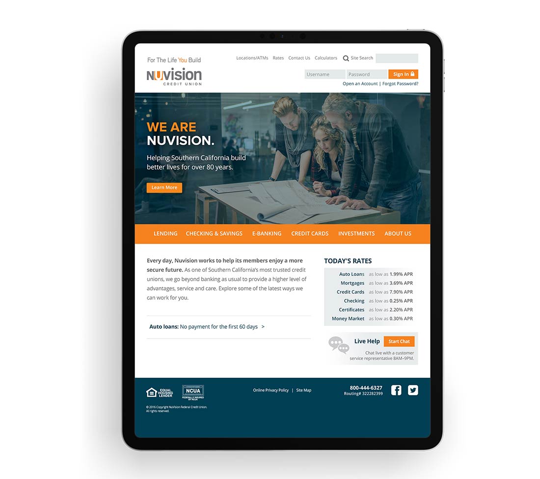 Marketing Agency - Website Development: Tablet View of Homepage