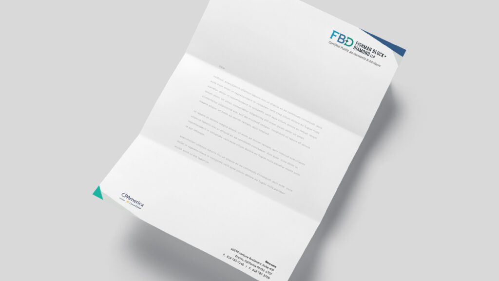 A folded letterhead displaying the logo "FB3 Fitness Body Human Body." Text is printed on the paper. At the bottom left, there is a triangular design with the word "Cynosure." Contact information is partially visible at the bottom right.